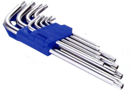 Набор ключей Torx размеры T10/T15/T20/T25/T27/T30/T40/T45/T50 KL-9705T Kenli в синей клипсе
